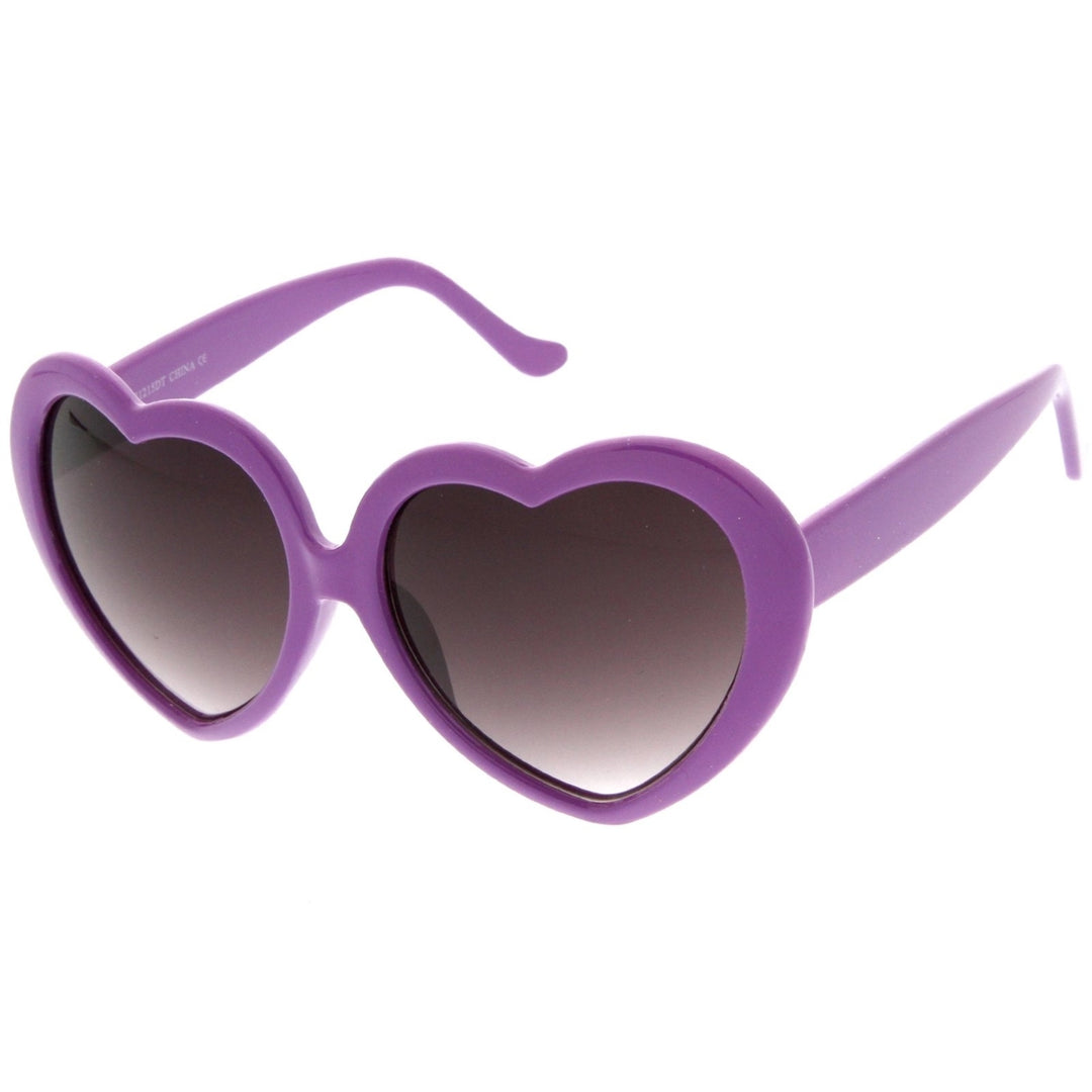 Womens Oversize Neutral-Colored Lens Heart Shaped Sunglasses 55mm Image 2