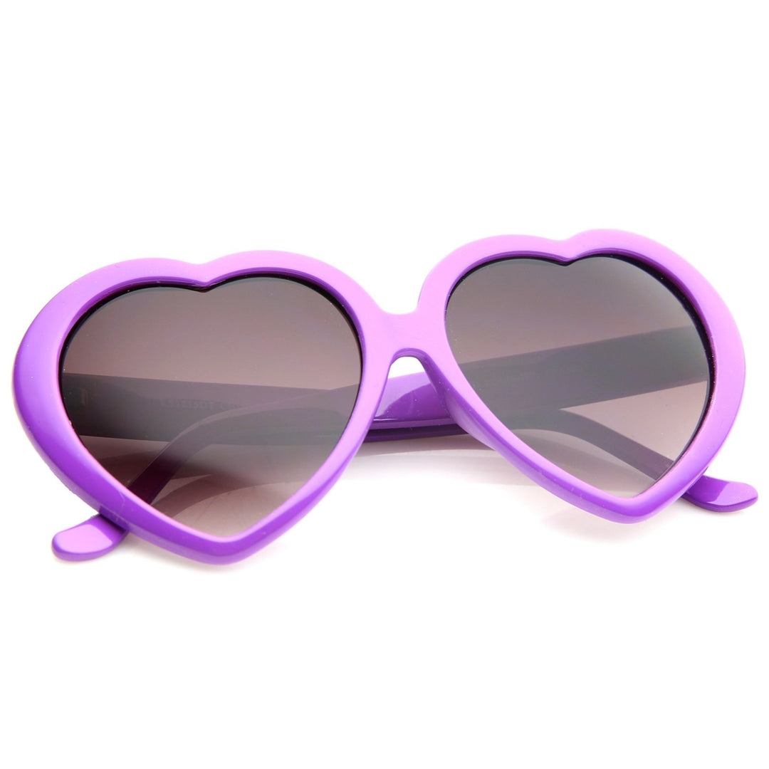 Womens Oversize Neutral-Colored Lens Heart Shaped Sunglasses 55mm Image 4