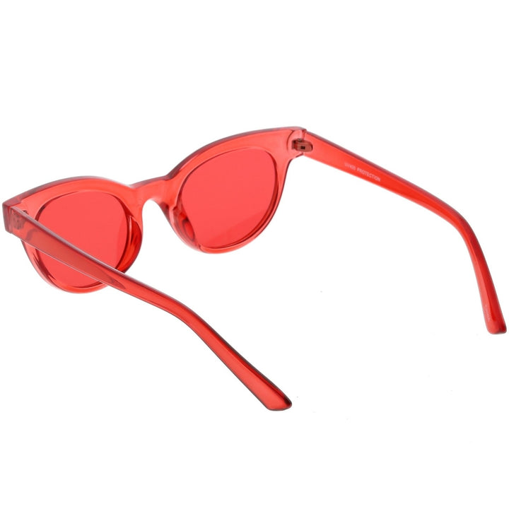 Womens Transparent Cat Eye Sunglasses Horn Rimmed Color Tinted Round Lens 47mm Image 4