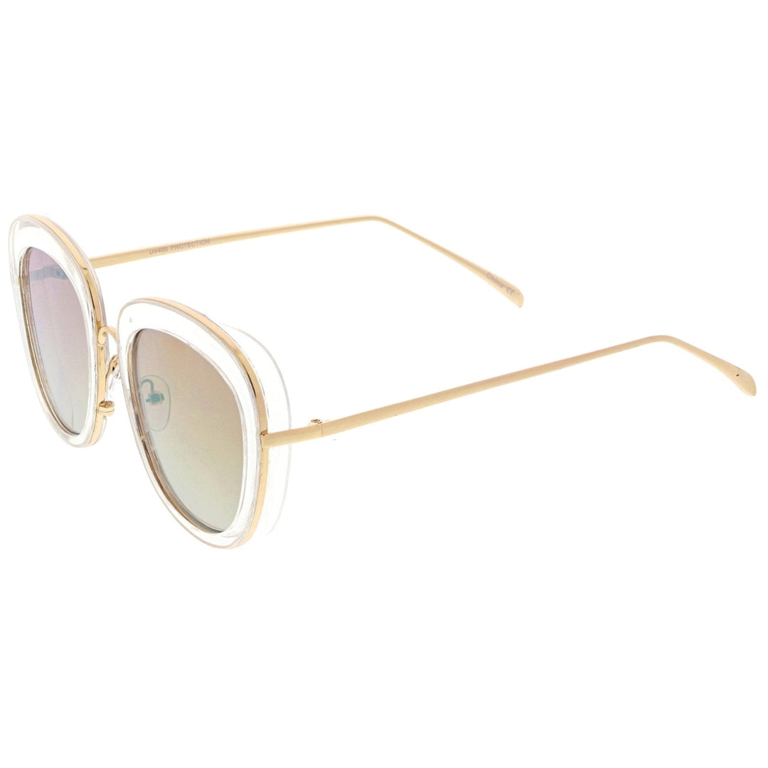 Womens Transparent Frame Square Colored Mirror Lens Oversize Sunglasses 53mm Image 3
