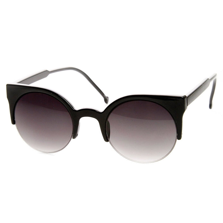 Womens Fashion Half Frame Round Cateye Sunglasses Image 2