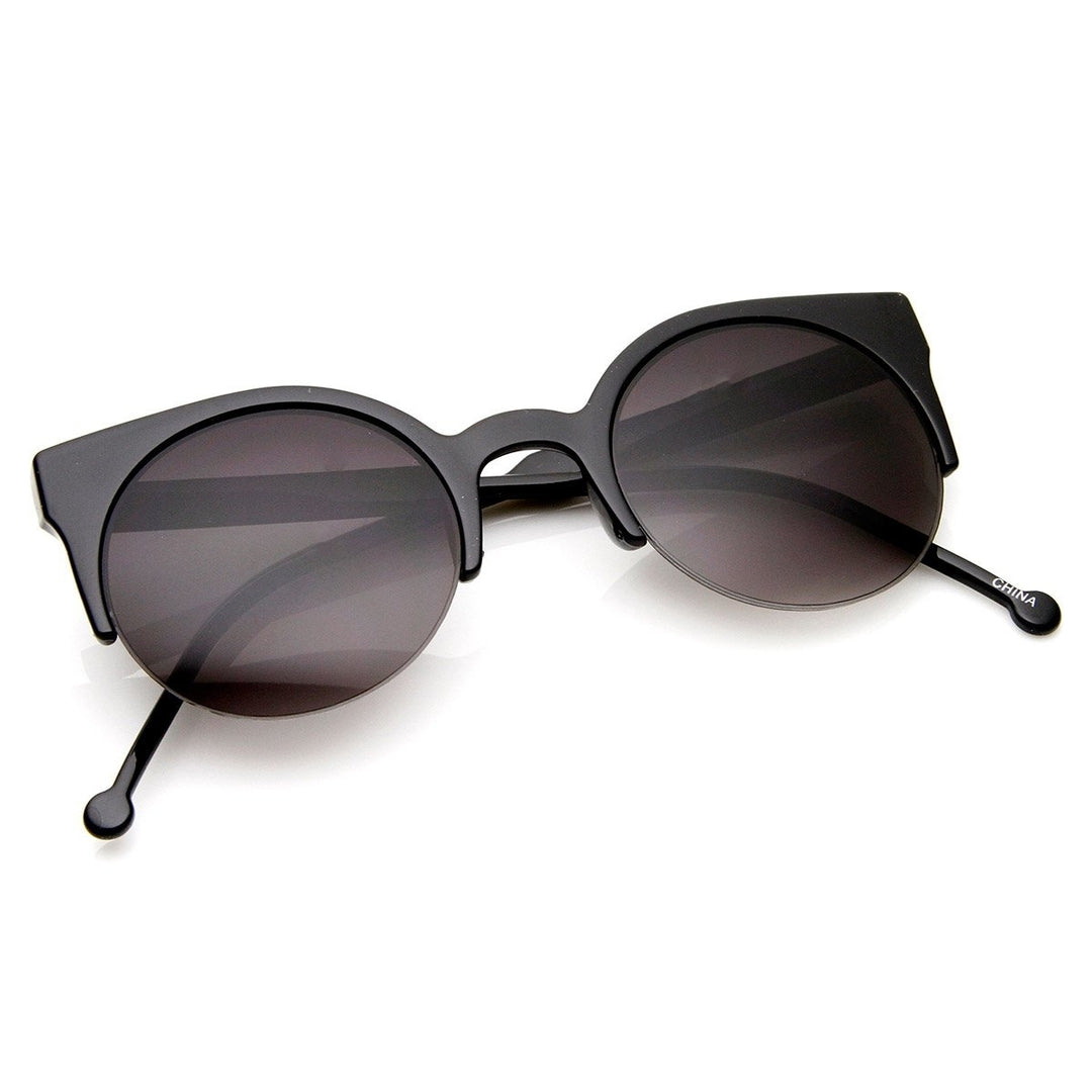 Womens Fashion Half Frame Round Cateye Sunglasses Image 4