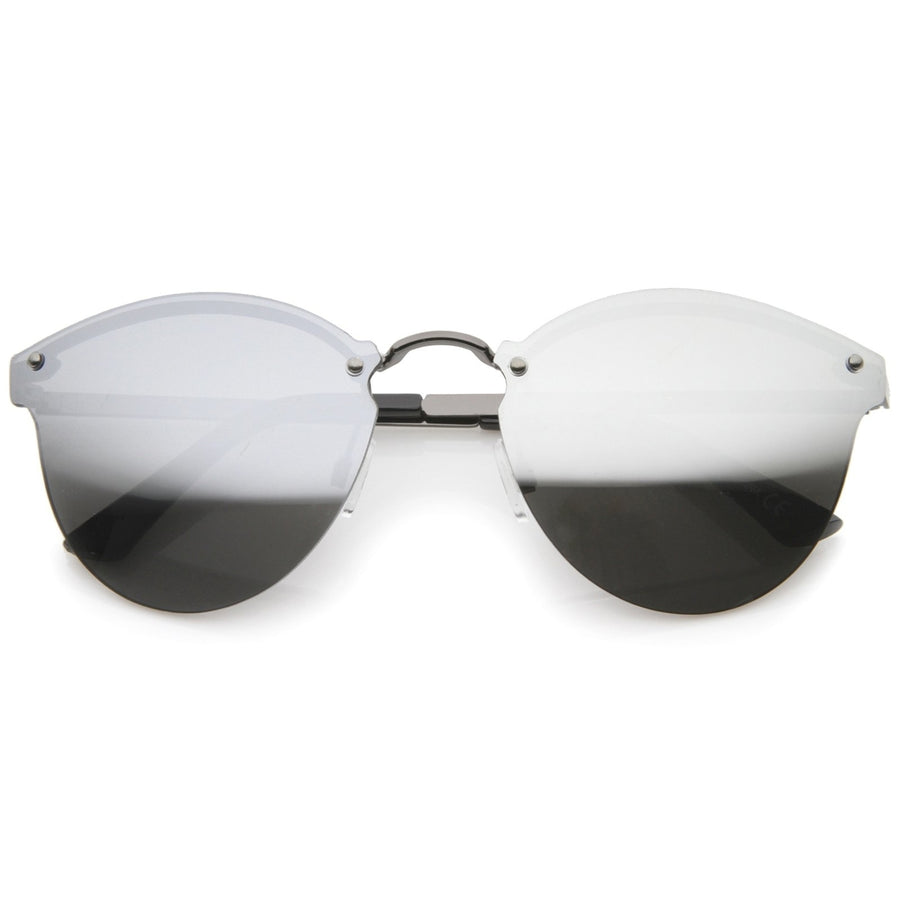 Womens Fashion Iridescent Lens Rimless Metal Temple Cat Eye Sunglasses Image 1