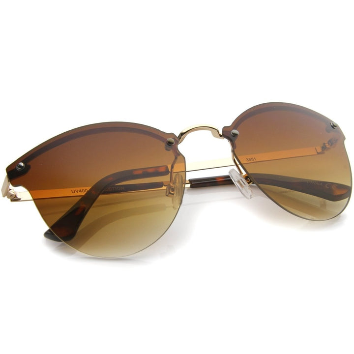 Womens Fashion Lightweight Rimless Metal Temple Cat Eye Sunglasses Image 4