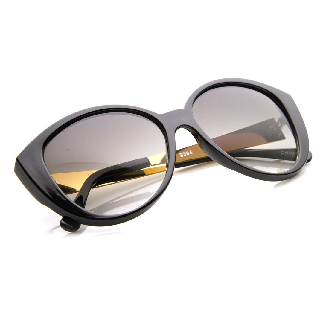 Womens Fashion Prism Round Pointed Corner Oversized Sunglasses Image 3
