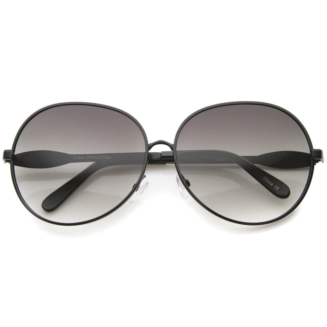 Womens Glam Full Metal Frame Oversized Round Sunglasses 63mm Image 1