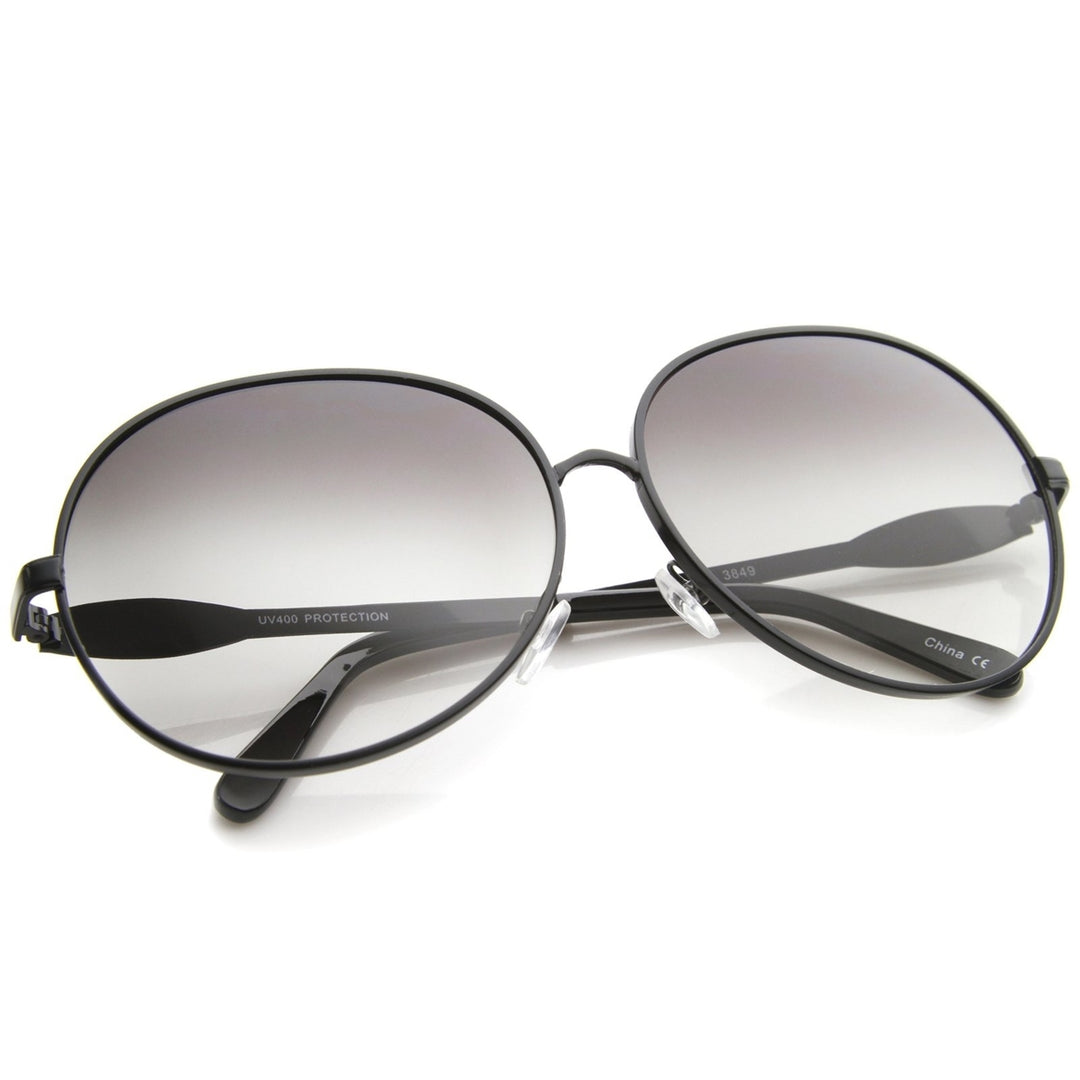 Womens Glam Full Metal Frame Oversized Round Sunglasses 63mm Image 4