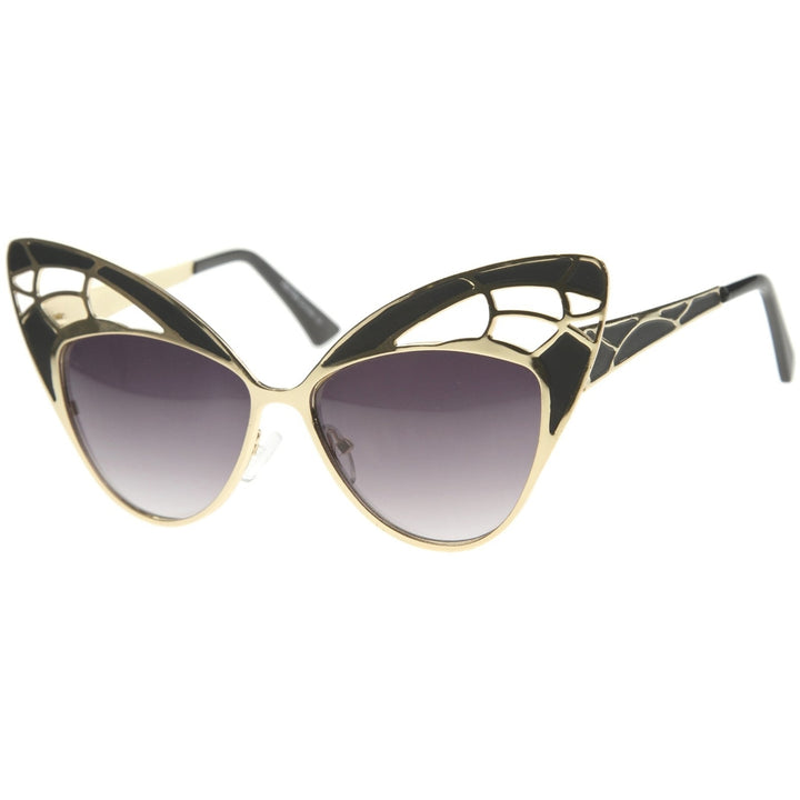 Womens High Fashion Metal Cutout Oversize Butterfly Sunglasses 55mm Image 2