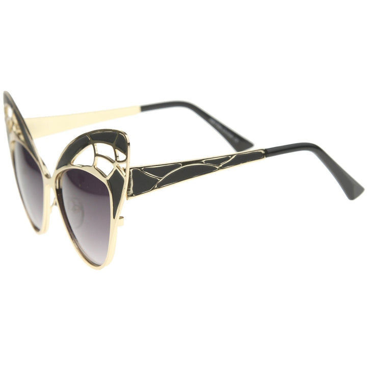 Womens High Fashion Metal Cutout Oversize Butterfly Sunglasses 55mm Image 3
