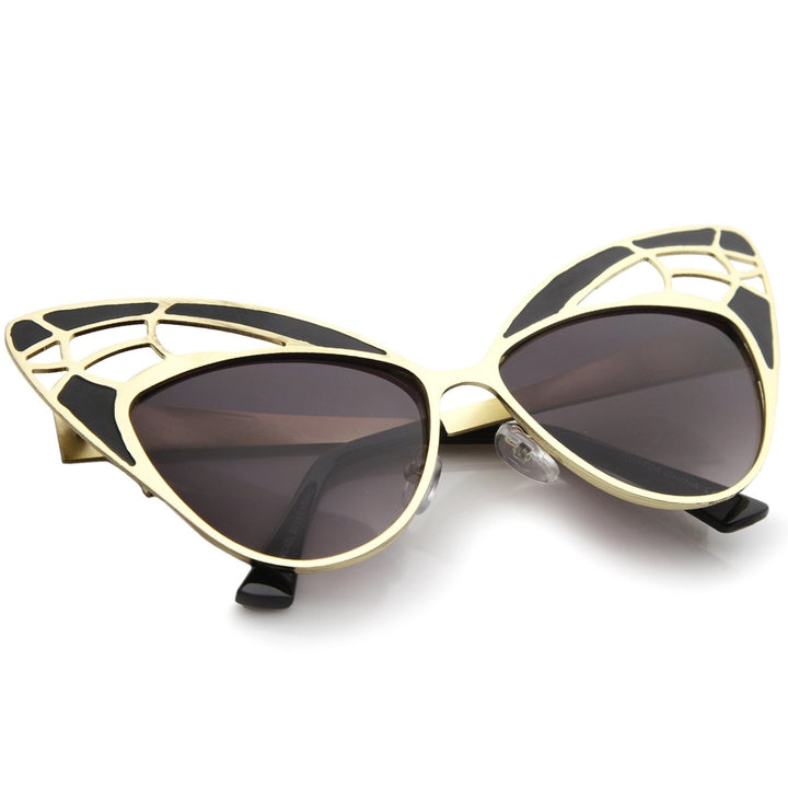 Womens High Fashion Metal Cutout Oversize Butterfly Sunglasses 55mm Image 4
