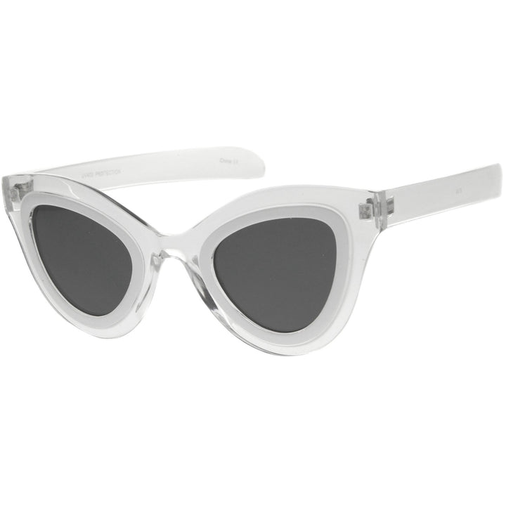 Womens High Fashion Two-Toned Chunky Oversize Cat Eye Sunglasses 42mm Image 2
