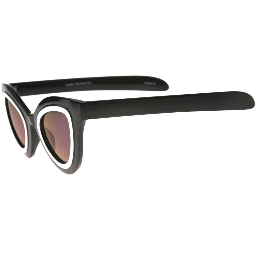 Womens High Fashion Two-Toned Mirrored Cat Eye Sunglasses 42mm Image 3