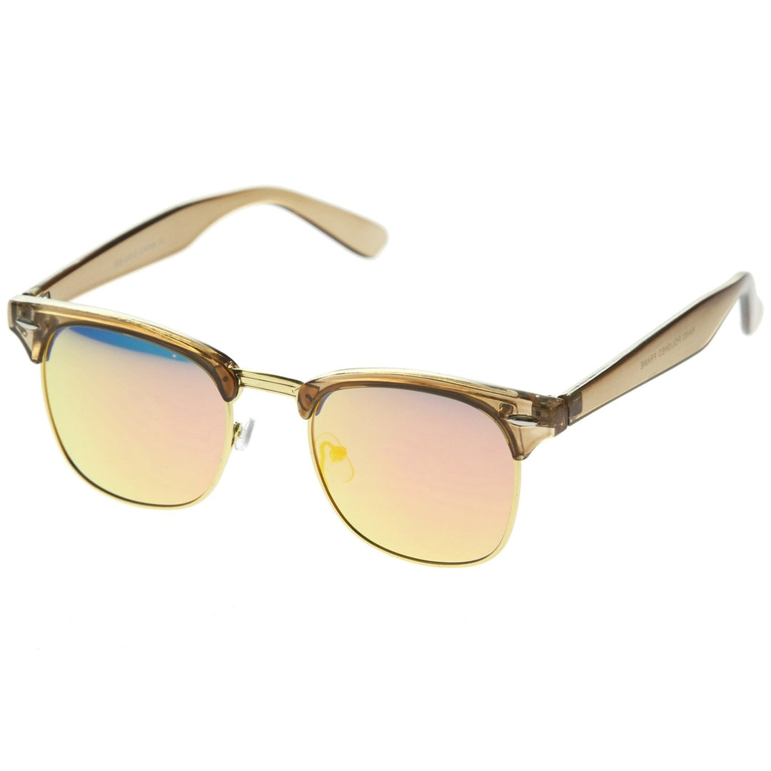 Womens Horn Rimmed Sunglasses With UV400 Protected Mirrored Lens Image 2
