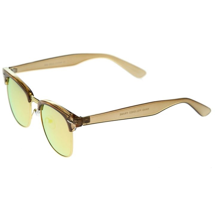 Womens Horn Rimmed Sunglasses With UV400 Protected Mirrored Lens Image 3