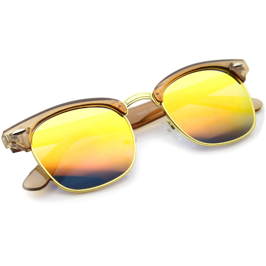 Womens Horn Rimmed Sunglasses With UV400 Protected Mirrored Lens Image 4