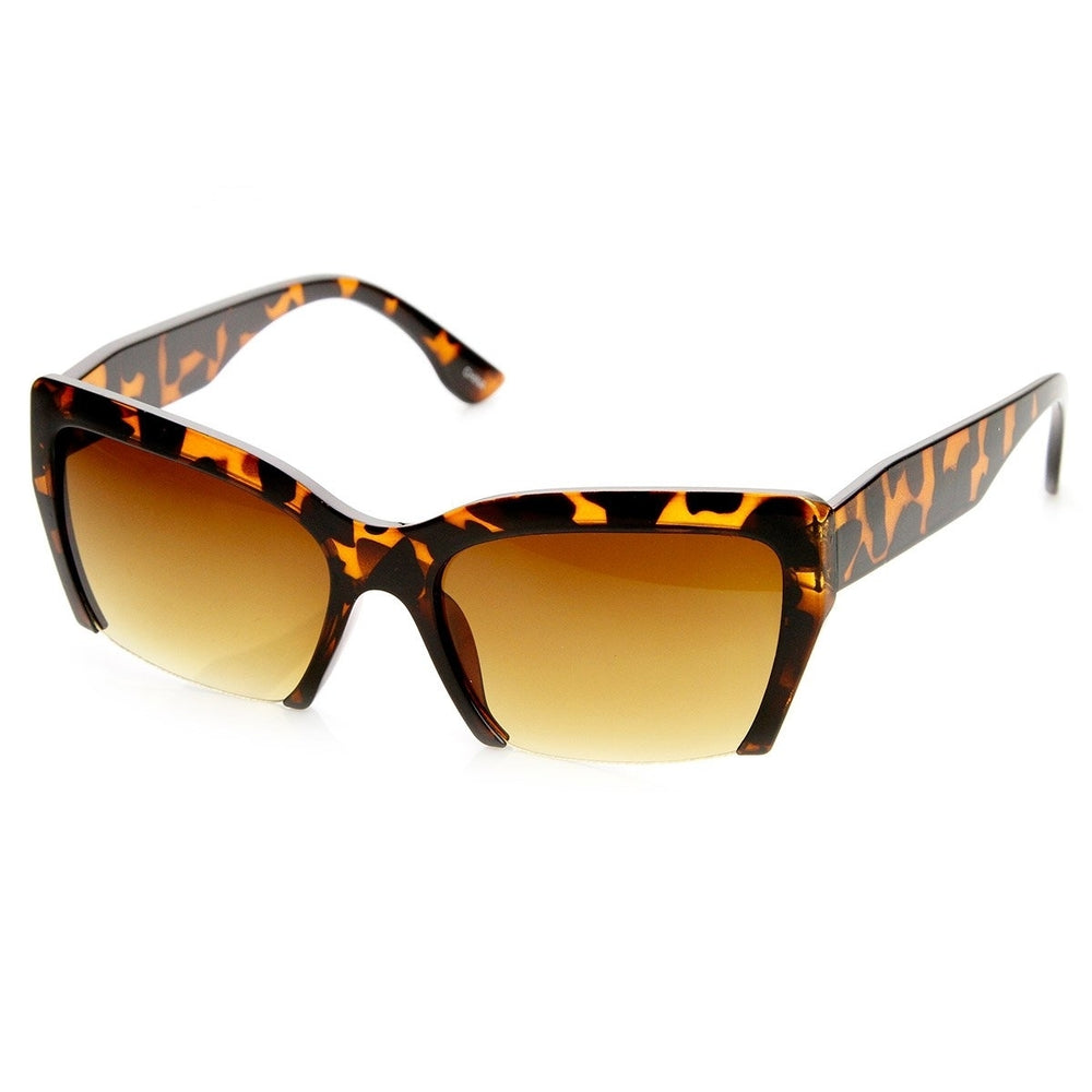 Womens Mod Fashion Semi-Rimless Cat Eye Sunglasses Image 2