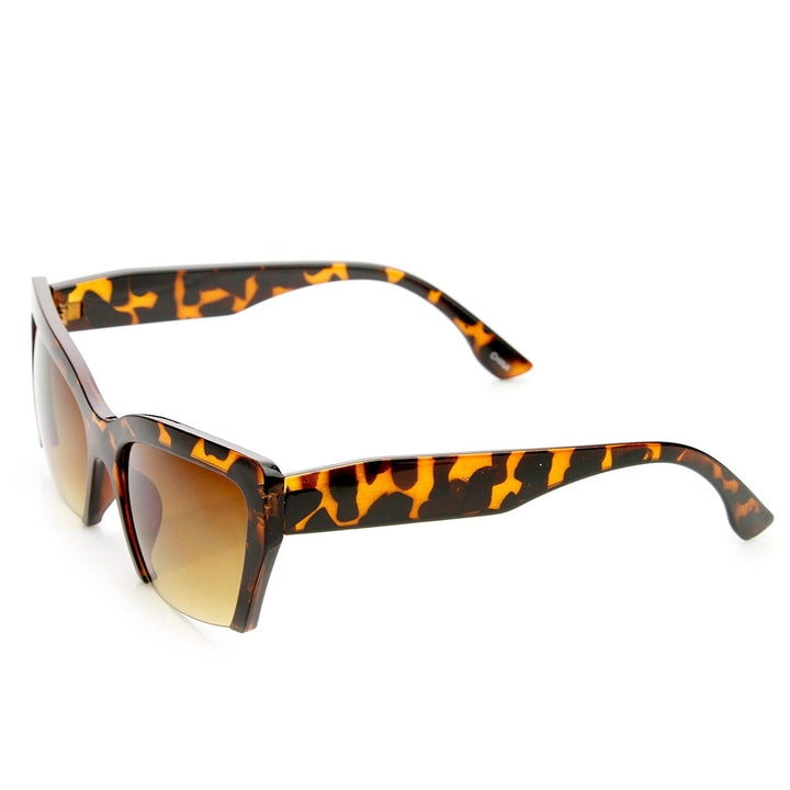 Womens Mod Fashion Semi-Rimless Cat Eye Sunglasses Image 3