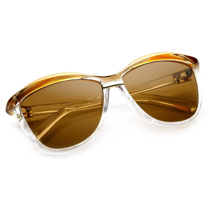 Womens Oversized Two-Tone Fashion Cat Eye Sunglasses Image 4