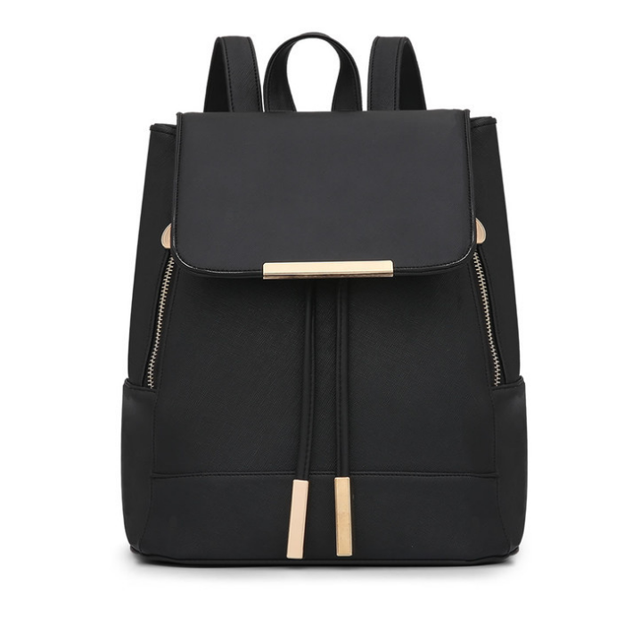 Womens Leather Backpack with Contrasting Zipper Details Image 1