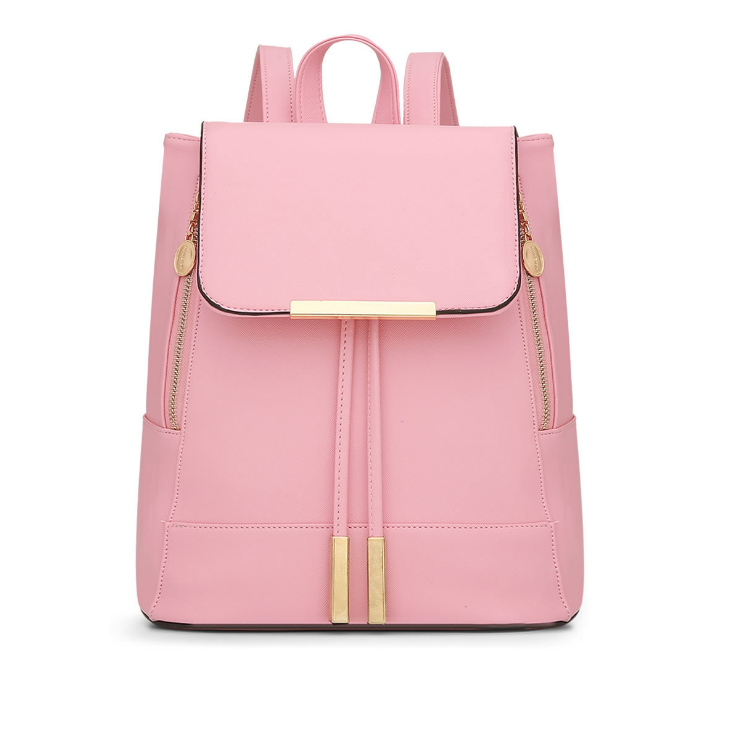 Womens Leather Backpack with Contrasting Zipper Details Image 1