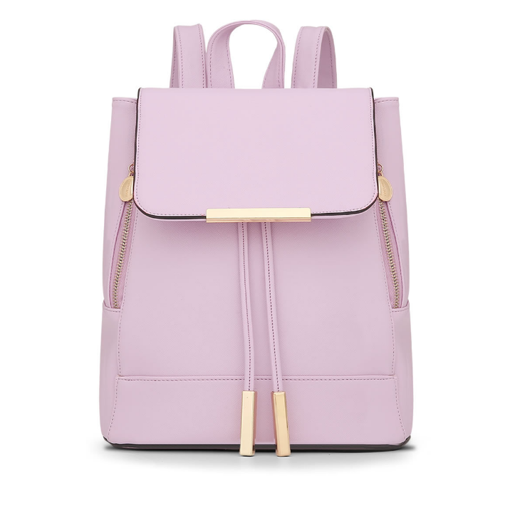 Womens Leather Backpack with Contrasting Zipper Details Image 1