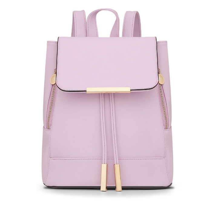 Womens Leather Backpack with Contrasting Zipper Details Image 1