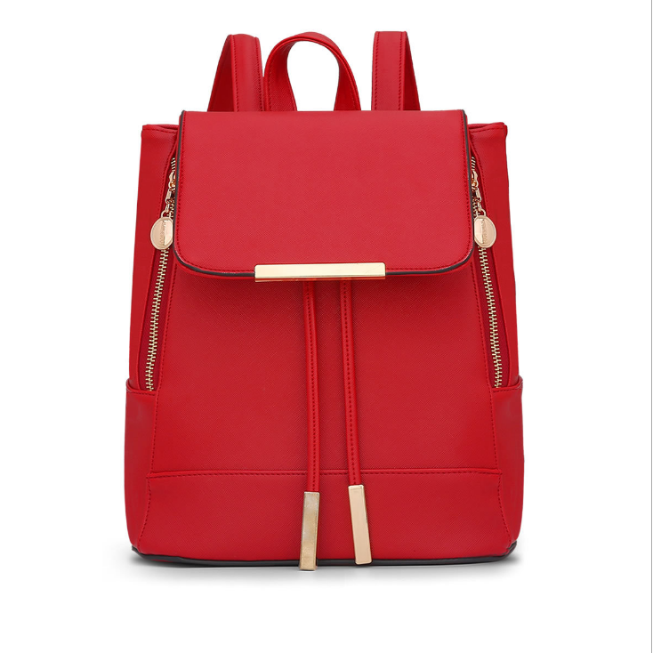 Womens Leather Backpack with Contrasting Zipper Details Image 4