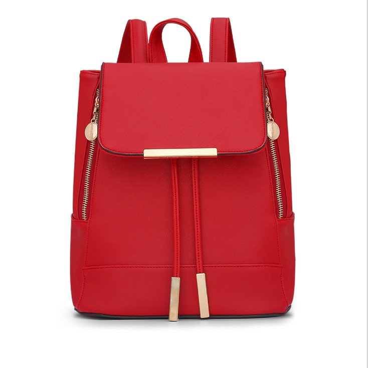 Womens Leather Backpack with Contrasting Zipper Details Image 1