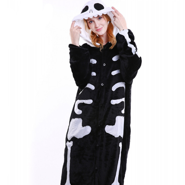 Christmas Pajamas Sets Cartoon Sleepwear Skeleton Flannel Animal Pajamas Sets Image 1