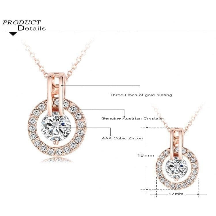 Beagloer Classic Jewelry Set Rose Gold Color Austrian Crystal Necklace Pendant/Earring Set For Women ST0017-A-2 Size Image 2