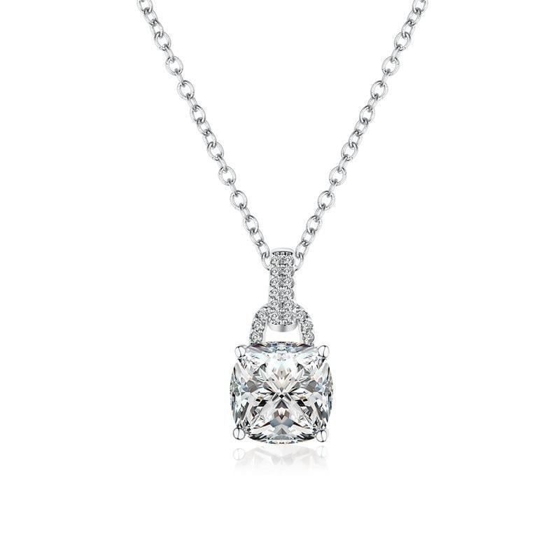 Cushion Cut Cubic Zirconia Wedding Engagement Pendant Necklace Image 1