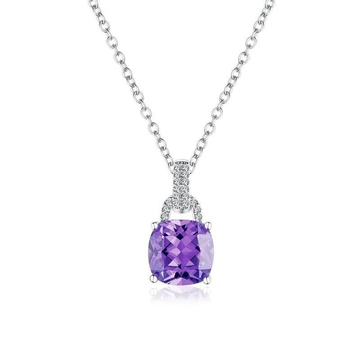 Cushion Cut Cubic Zirconia Wedding Engagement Pendant Necklace Image 4