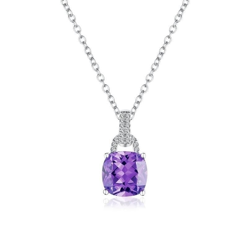 Cushion Cut Cubic Zirconia Wedding Engagement Pendant Necklace Image 1