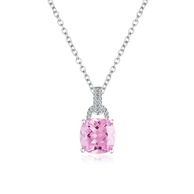 Cushion Cut Cubic Zirconia Wedding Engagement Pendant Necklace Image 3