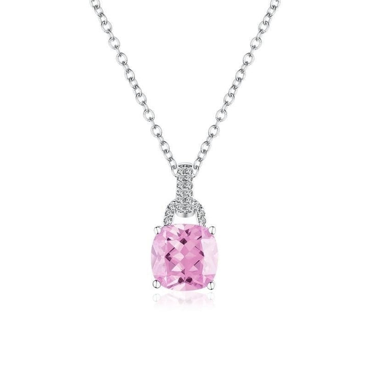 Cushion Cut Cubic Zirconia Wedding Engagement Pendant Necklace Image 3