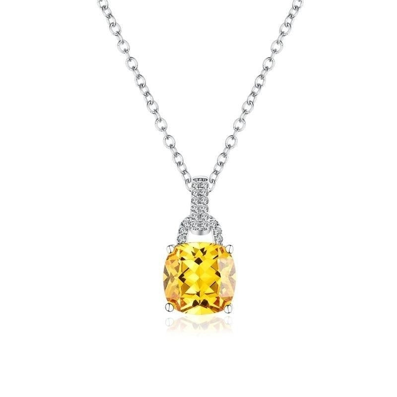 Cushion Cut Cubic Zirconia Wedding Engagement Pendant Necklace Image 2