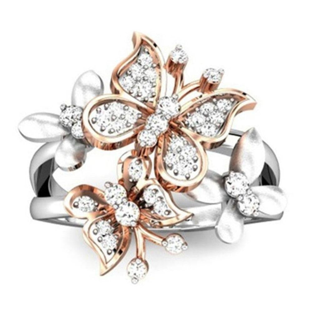 Cute Butterflies White Gold Plated Opening Ring Image 2