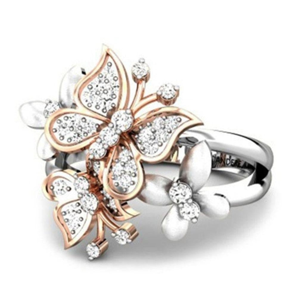 Cute Butterflies White Gold Plated Opening Ring Image 3