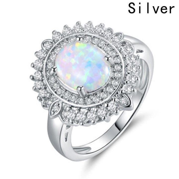 Fashion Women White Fire Opal Rings Jewelry Promise Engagement Rings For Women Image 3
