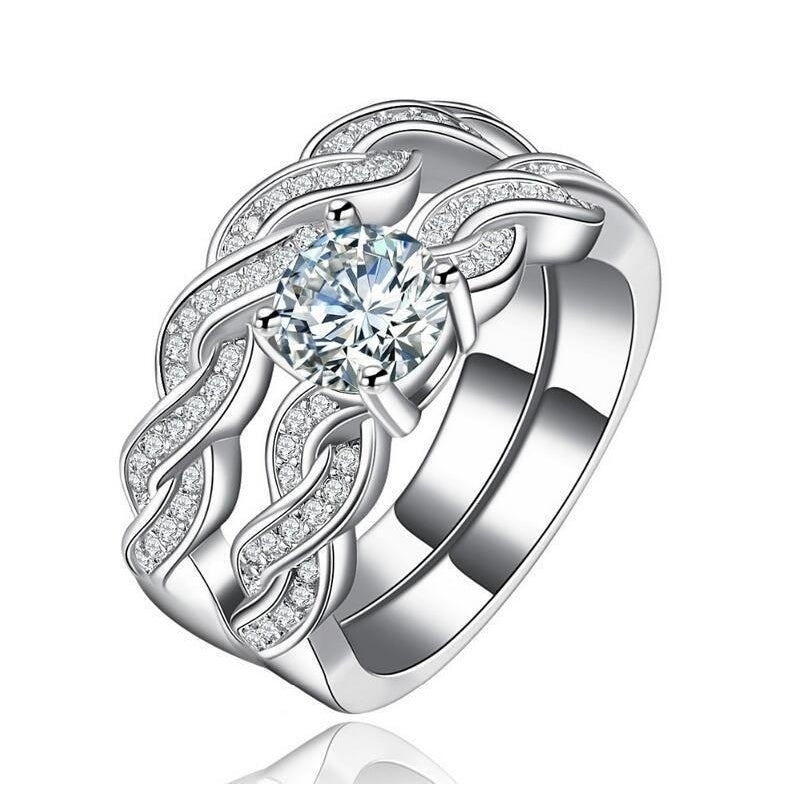 Infinity Cubic Zirconia Anniversary Promise Wedding Band Engagement Ring Bridal Set Image 4