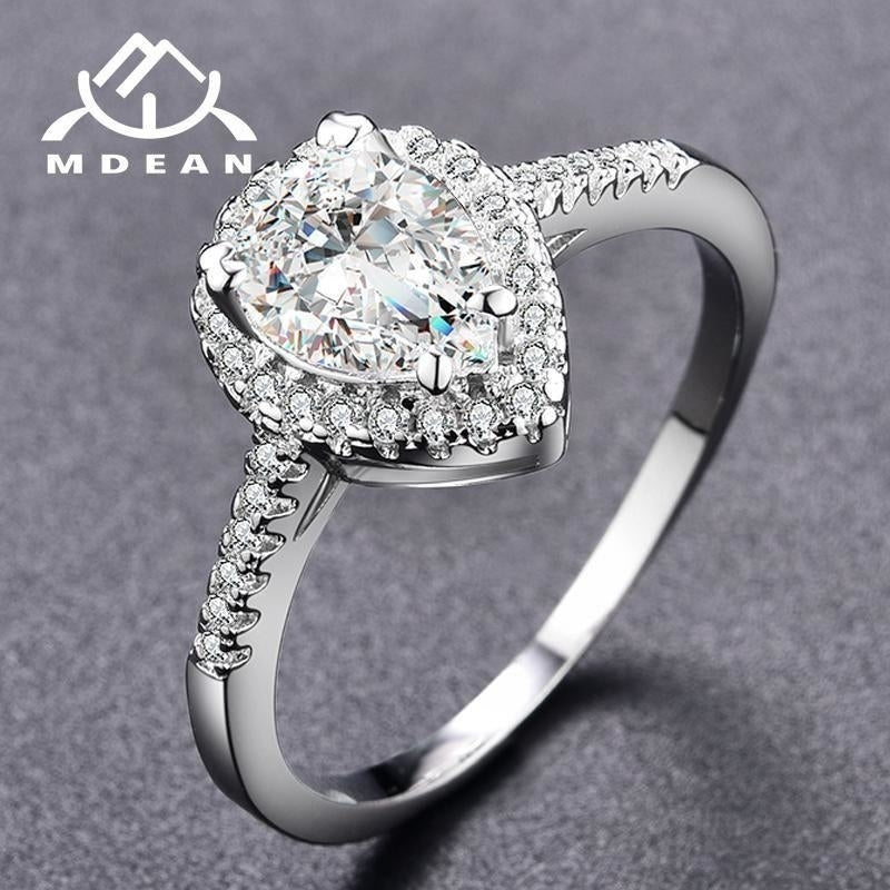 White Gold Color Rings for Women Engagement Wedding Drop water clear AAA Zircon Jewelry Bague Bijoux Size 6 7 8 9 H536 Image 1