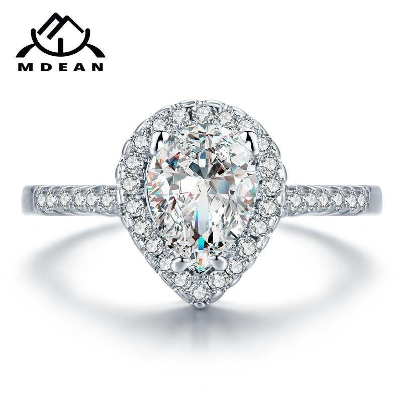 White Gold Color Rings for Women Engagement Wedding Drop water clear AAA Zircon Jewelry Bague Bijoux Size 6 7 8 9 H536 Image 3