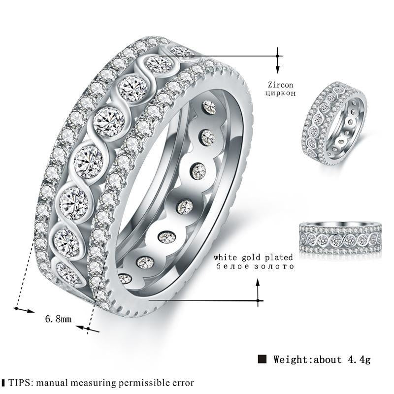 MDEAN White Gold Color Round Rings for Women Engagement Wedding Clear AAA Zircon Jewelry Bague Bijoux Size 6 7 8 9 10 Image 2
