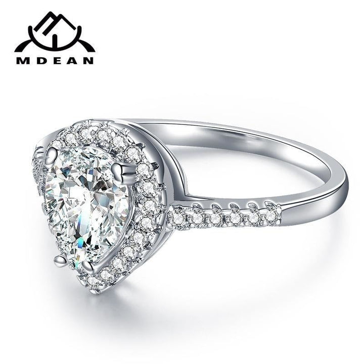 White Gold Color Rings for Women Engagement Wedding Drop water clear AAA Zircon Jewelry Bague Bijoux Size 6 7 8 9 H536 Image 4