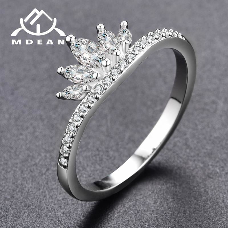 MDEAN White Gold Color wedding rings for women engagement AAA Zircon women rings Bague vintage  Size 6 7 8 MSR322 Image 1