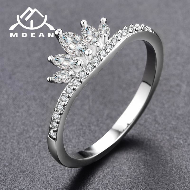 MDEAN White Gold Color wedding rings for women engagement AAA Zircon women rings Bague vintage Size 6 7 8 MSR322 Image 1