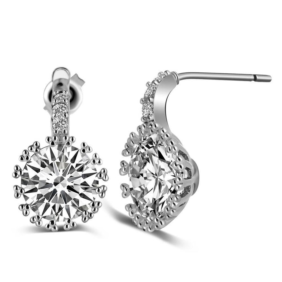 Multi Prongs Synthetic Earrings with Round CZ Stone Ladys Piercing Earrings Image 1