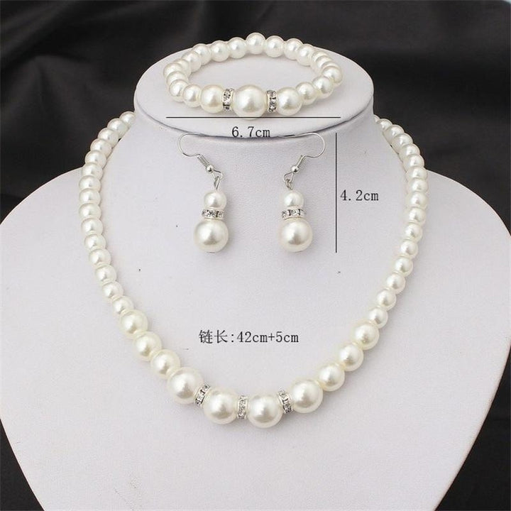 Freshwater Simulated Pearl Jewelry Set Necklace / Earrings / Bracelet Image 3