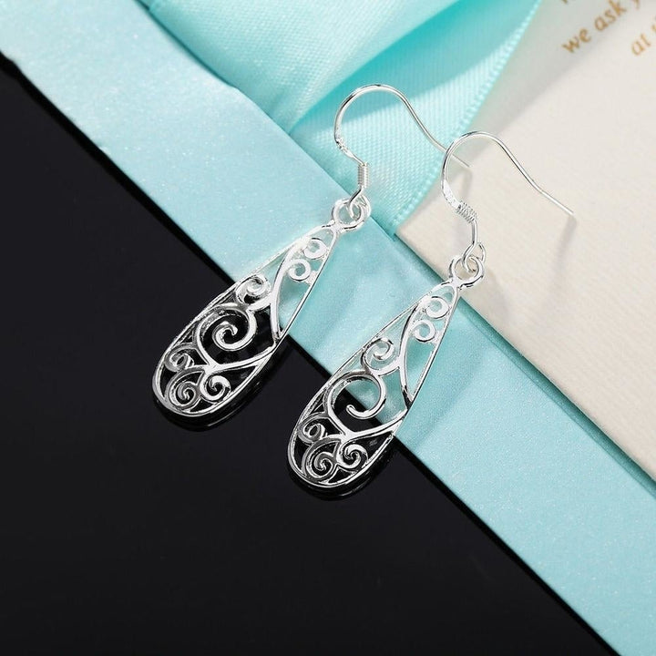 Women Fashion Jewelry 925 Sterling Silver Plated Small Dangle Drop Earrings Image 4