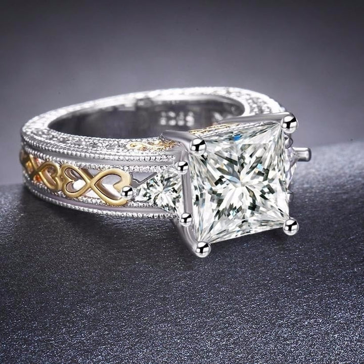 Princess Cut Gold Filigree Ring Image 1